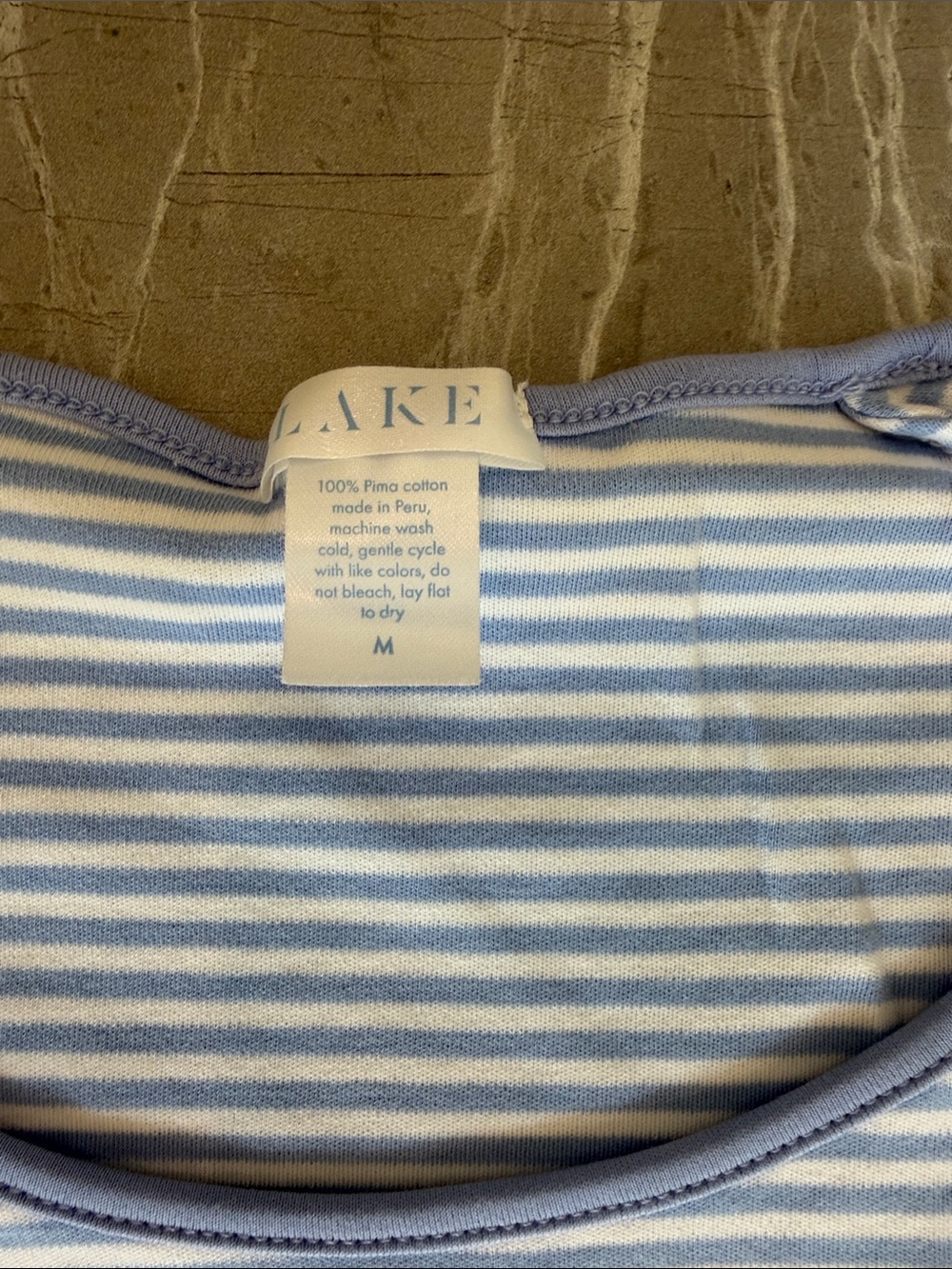 LAKE Long Sleeve Blue & White Stripe Pajama Set. Medium - Picture 2 of 4